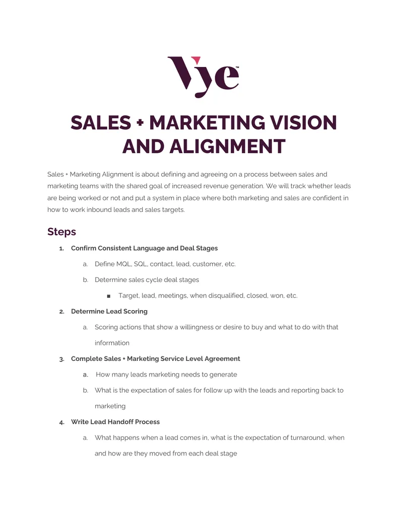 Sales and Marketing Alignment Process Guide