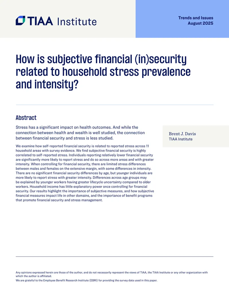 Subjective Financial Security and Household Stress Analysis