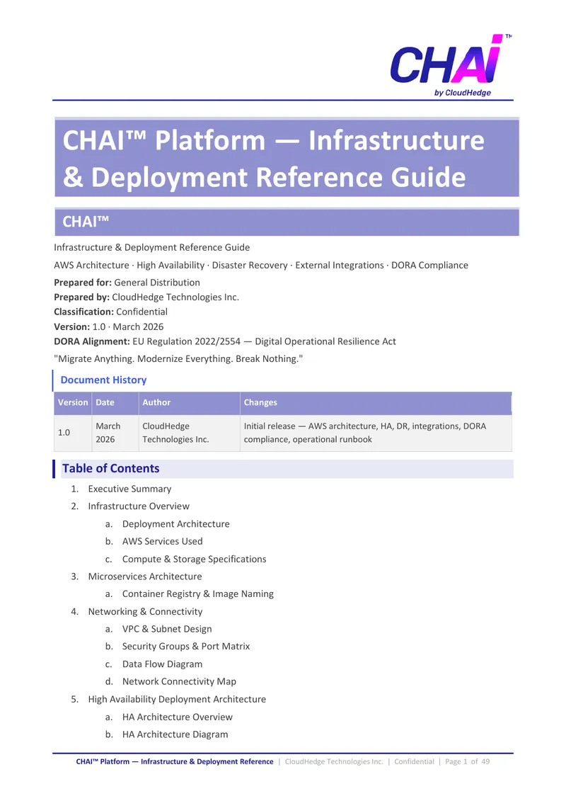 CHAI Platform Infrastructure and Deployment Reference Guide