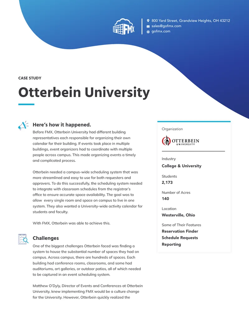 Otterbein University Event Scheduling System Case Study