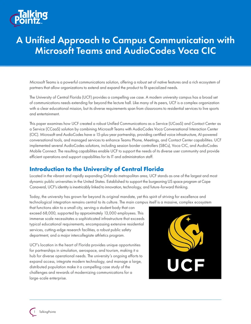 Unified Communications Implementation at University of Central Florida