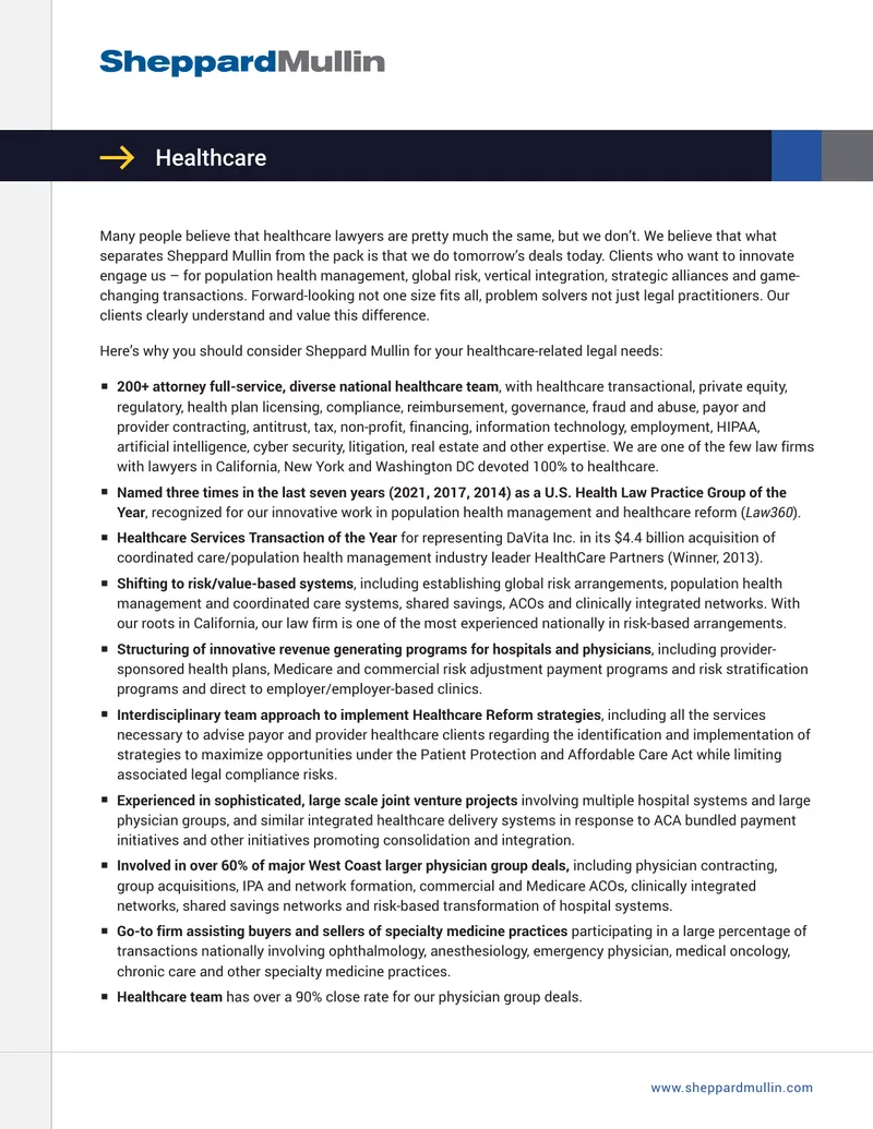 Healthcare Legal Services and Innovations Overview