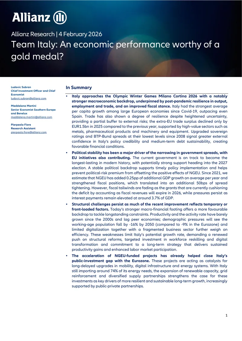 Italy's Economic Performance and Challenges Ahead