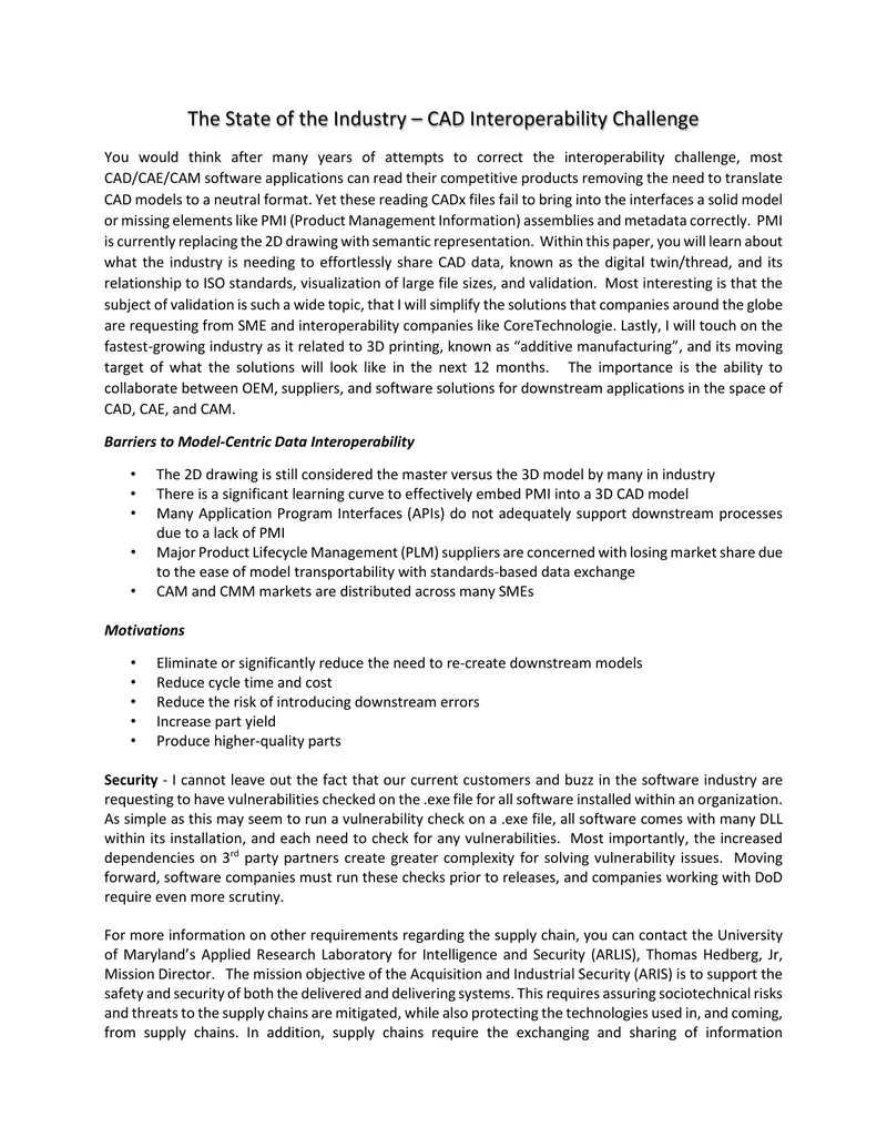 CAD Interoperability Challenges and Solutions
