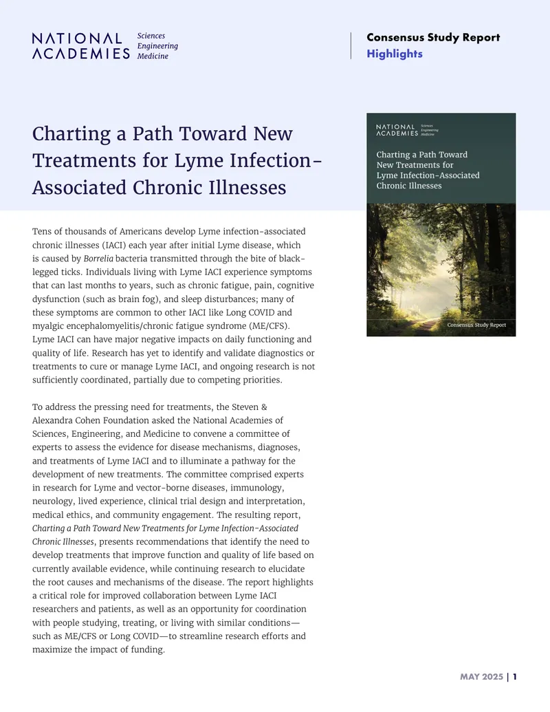 Pathway to New Treatments for Lyme Infection-Associated Chronic Illnesses