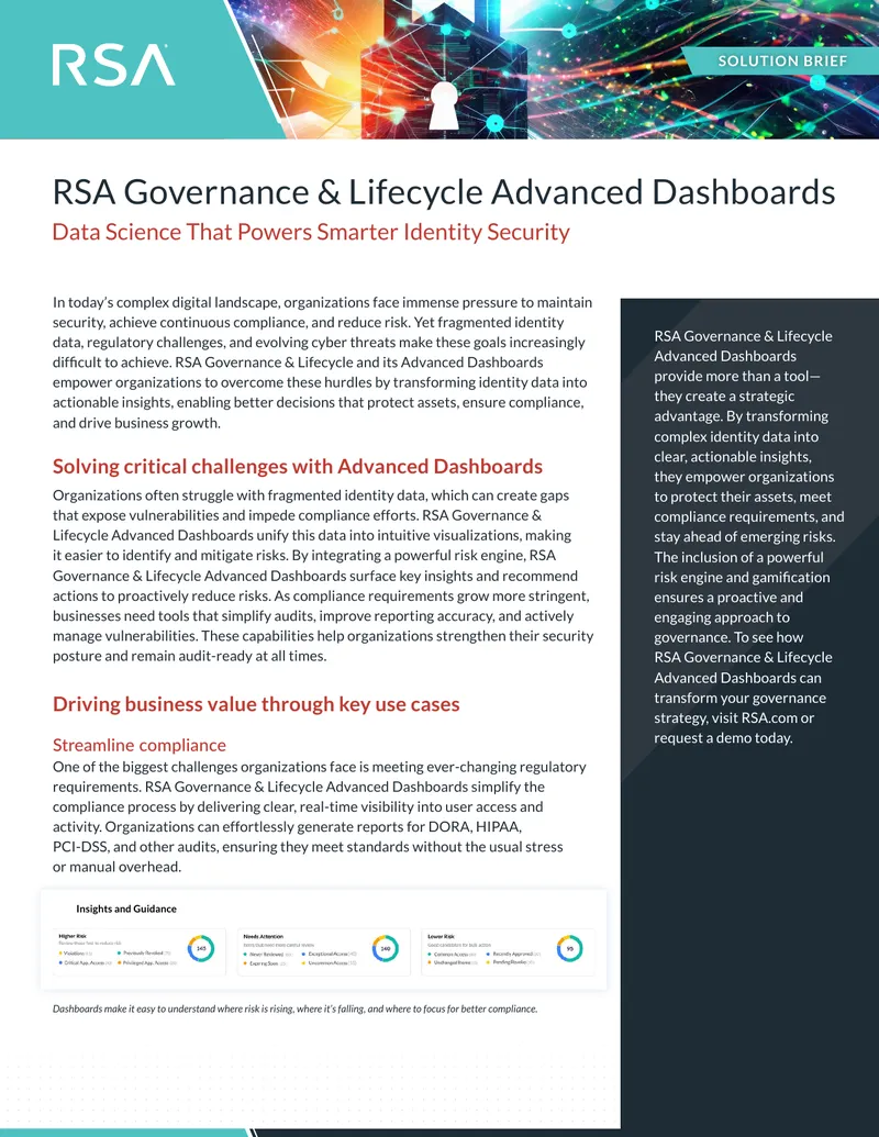 RSA Governance and Lifecycle Advanced Dashboards Overview