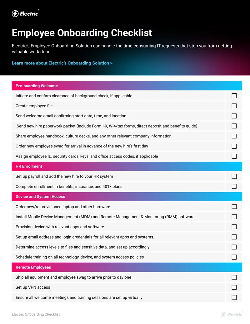 Employee Onboarding Process and Checklist