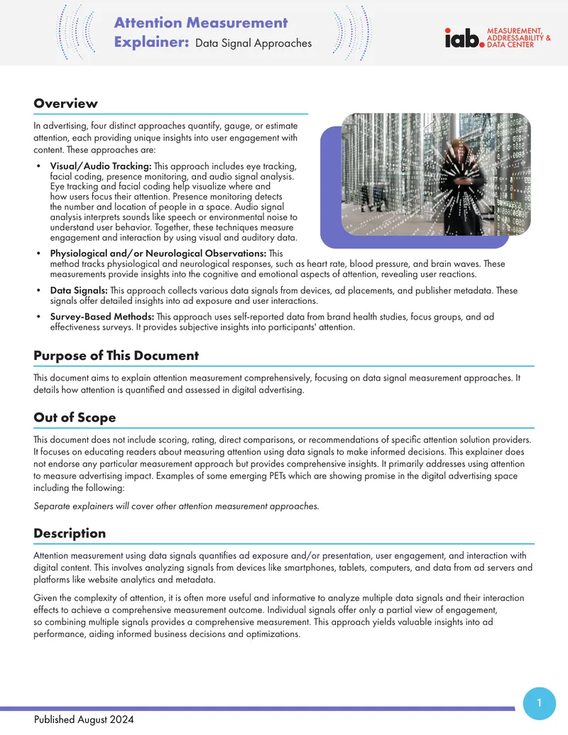Data Signal Approaches for Attention Measurement