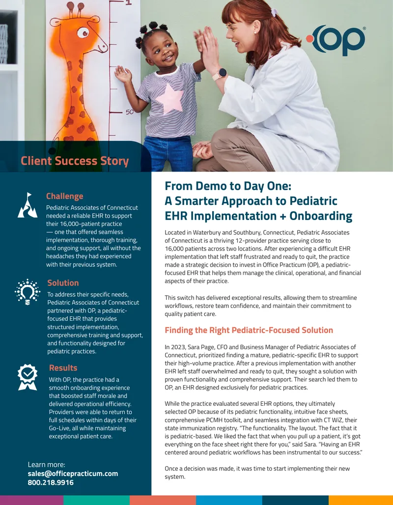 Pediatric Associates of Connecticut EHR Implementation Case Study