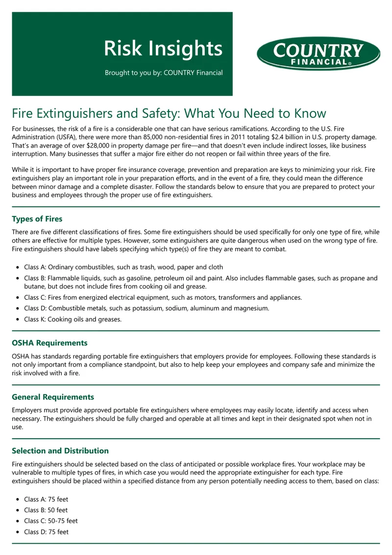 Fire Extinguishers and Safety Guidelines for Businesses