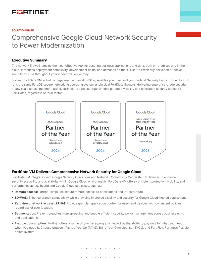Comprehensive Google Cloud Network Security Solution Brief