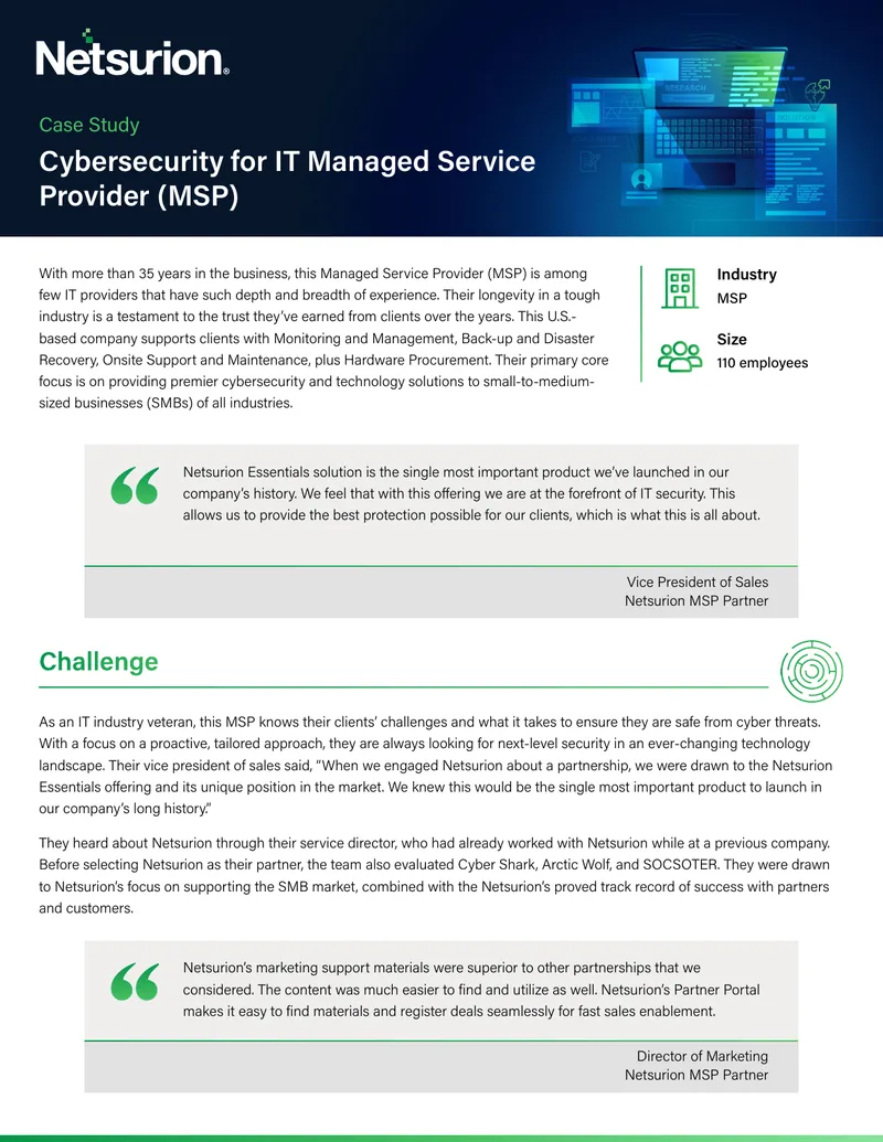 Cybersecurity Case Study for IT Managed Service Provider