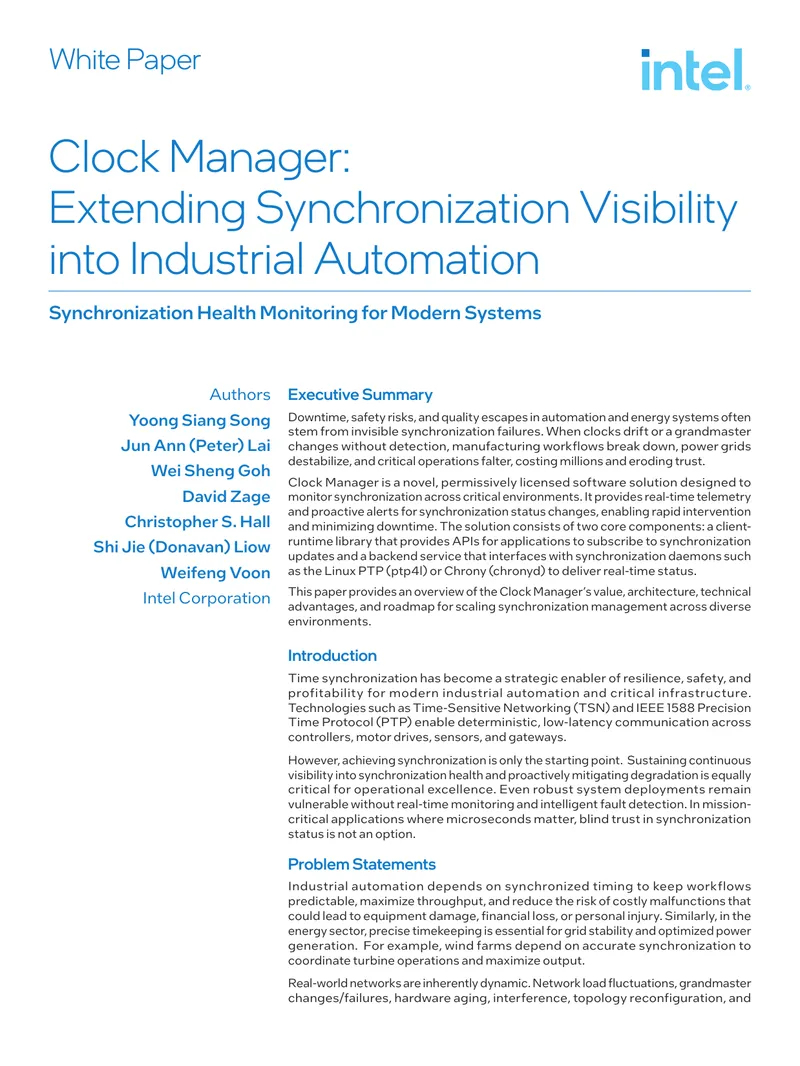 Clock Manager Software for Synchronization Monitoring
