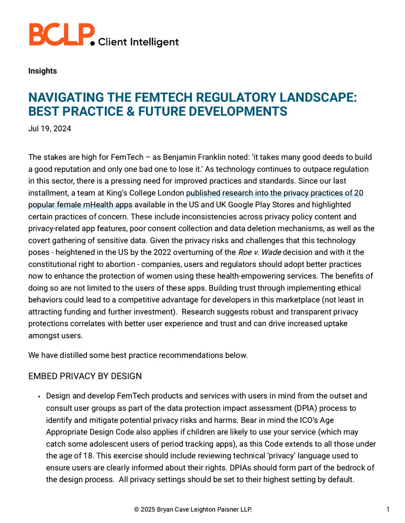 Navigating the FemTech Regulatory Landscape