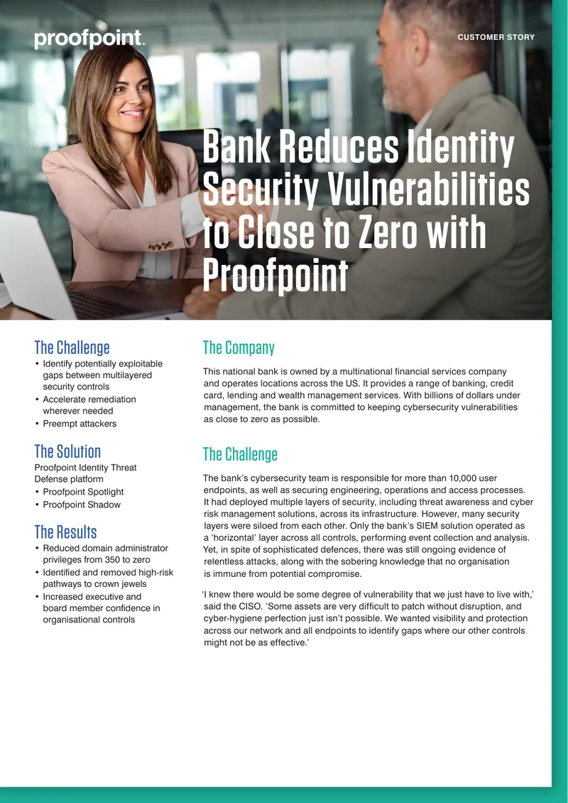 National Bank Enhances Cybersecurity with Proofpoint Solutions