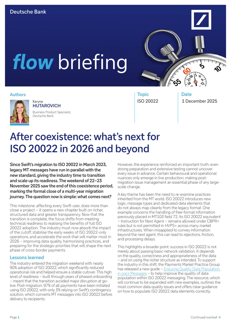 Post-Migration Analysis of ISO 20022 Transition