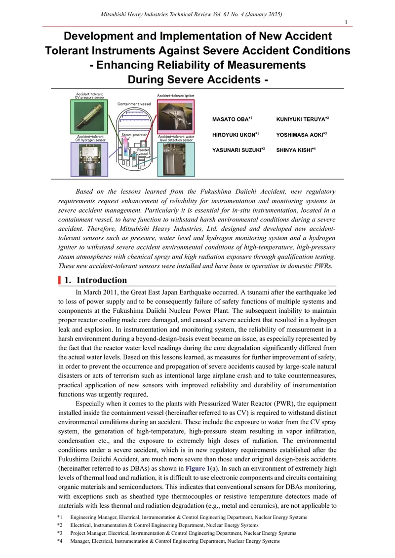 Development of Accident Tolerant Instruments for Nuclear Safety