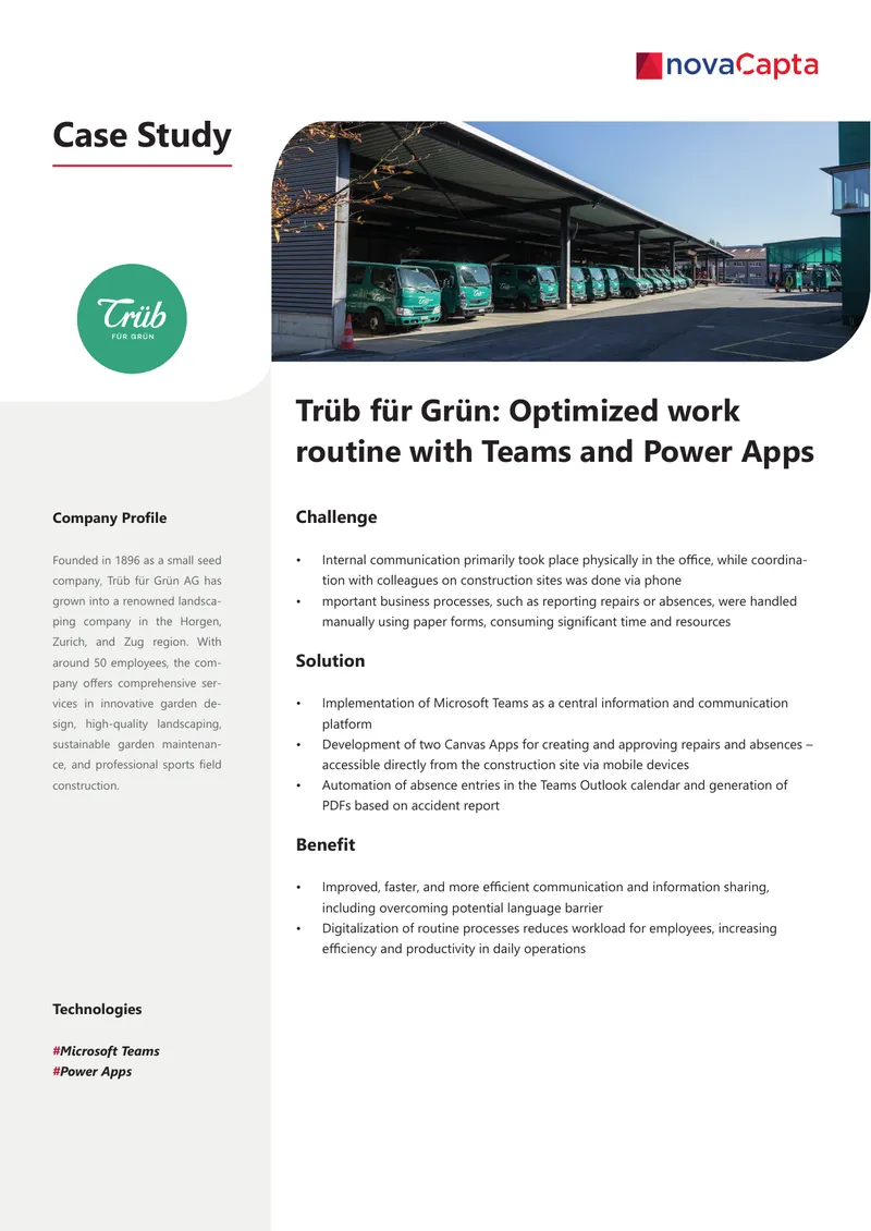 Digital Transformation Case Study for Trüb für Grün AG