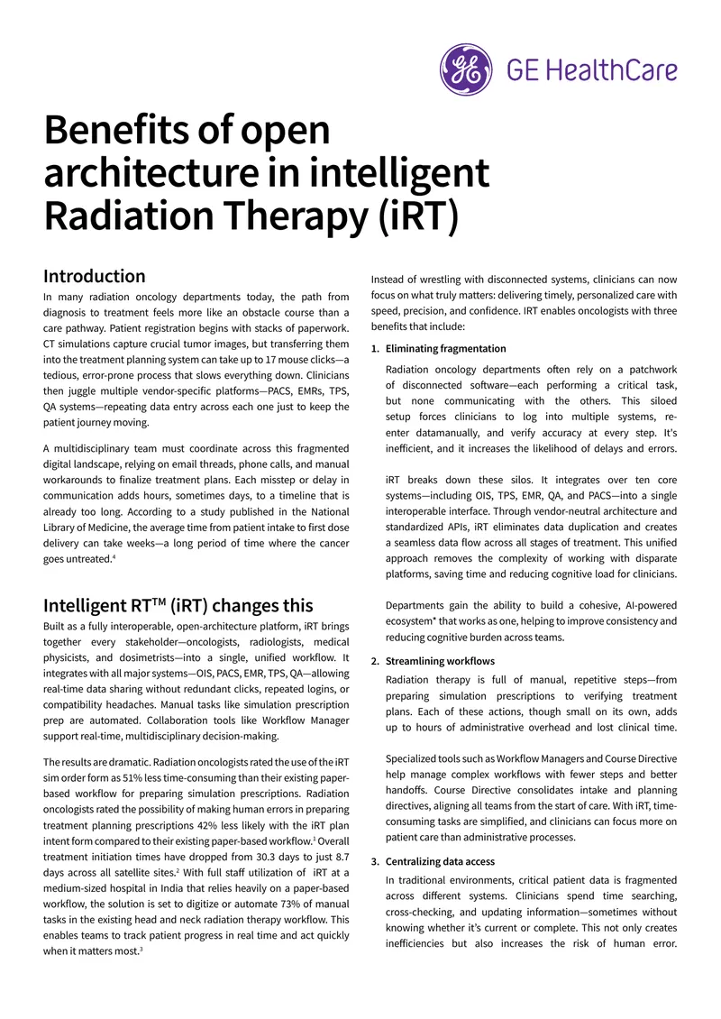 Benefits of Open Architecture in Intelligent Radiation Therapy