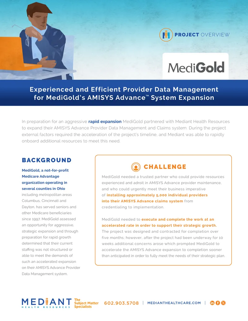 Provider Data Management System Expansion for MediGold