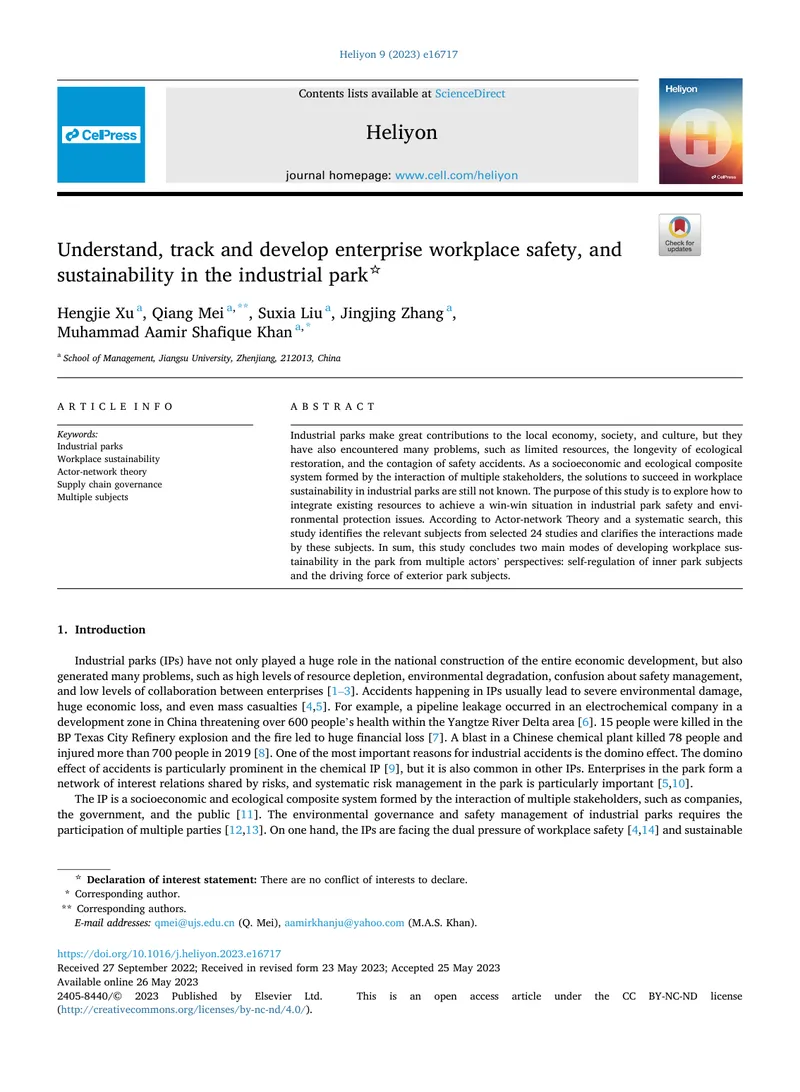Workplace Safety and Sustainability in Industrial Parks