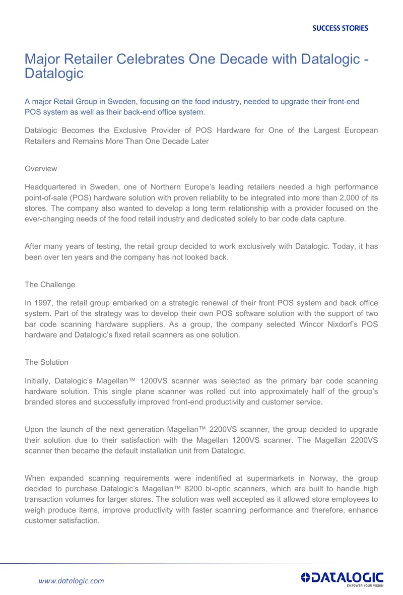 Datalogic Partnership with Major Retail Group