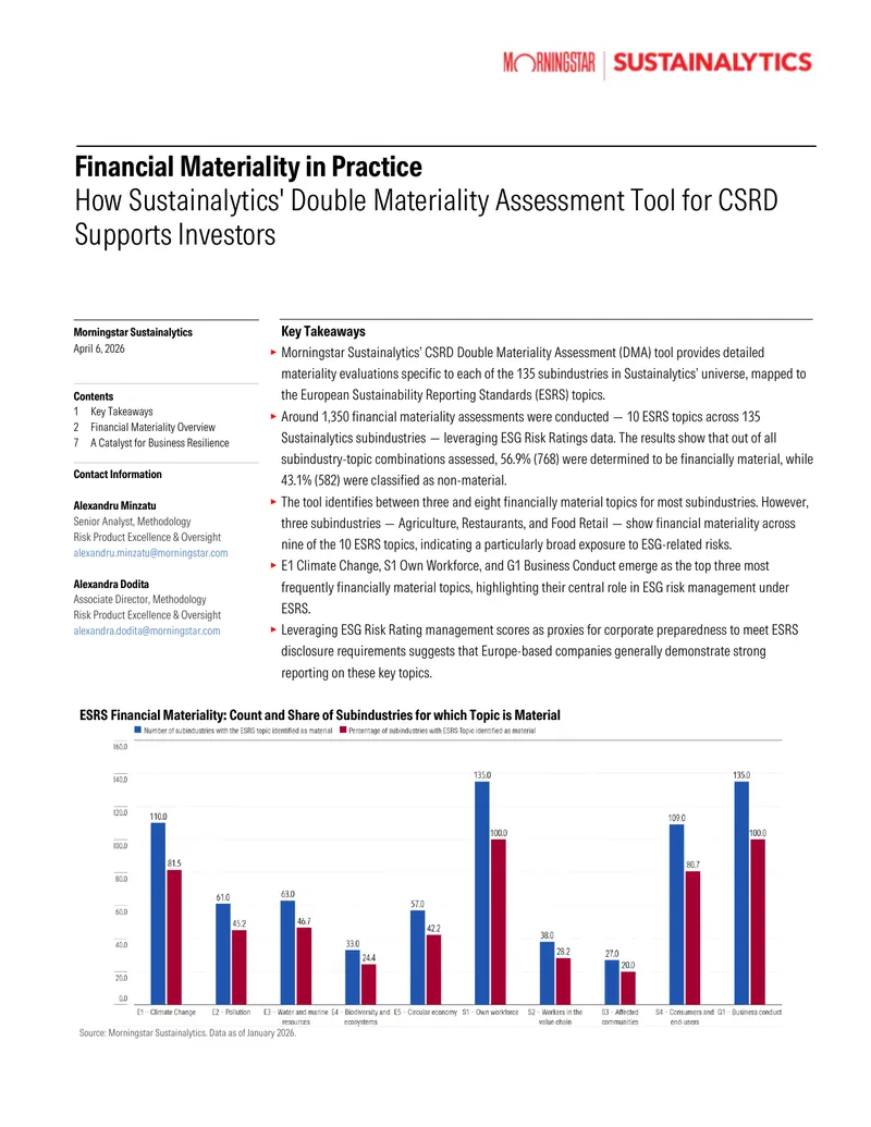 Financial Materiality Assessment Using Sustainalytics Tool