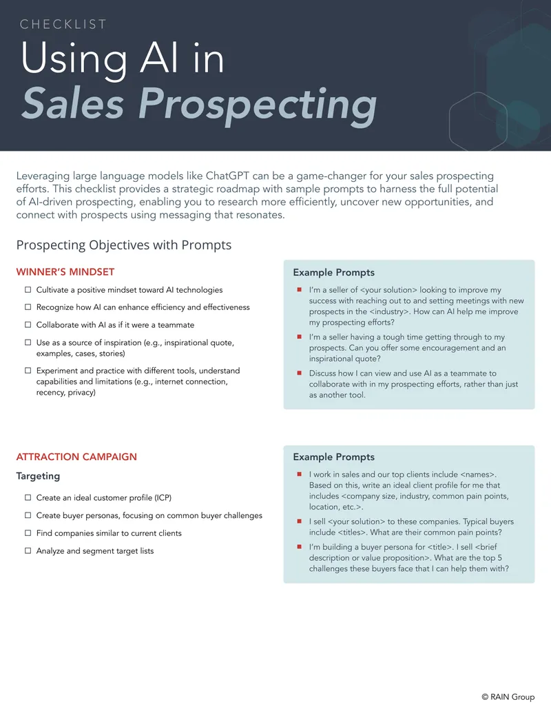 Using AI in Sales Prospecting Checklist