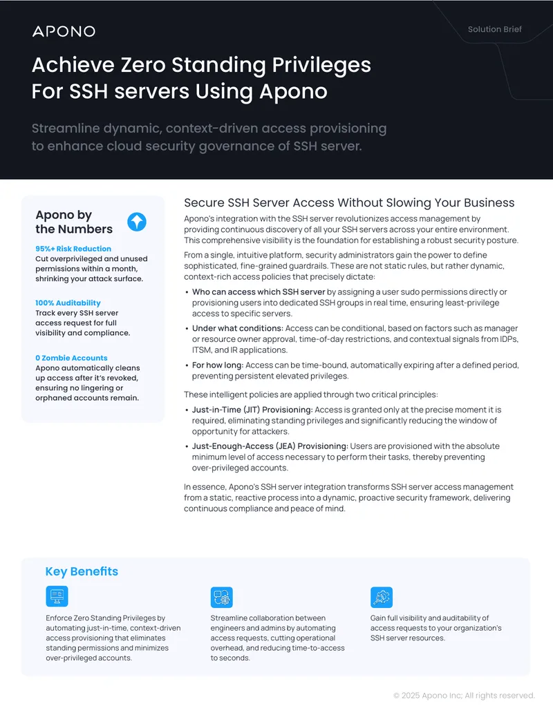Zero Standing Privileges for SSH Server Access