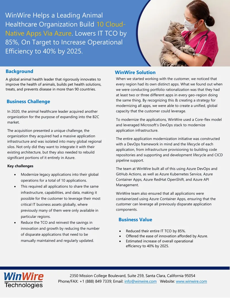 Application Modernization for Animal Healthcare Organization