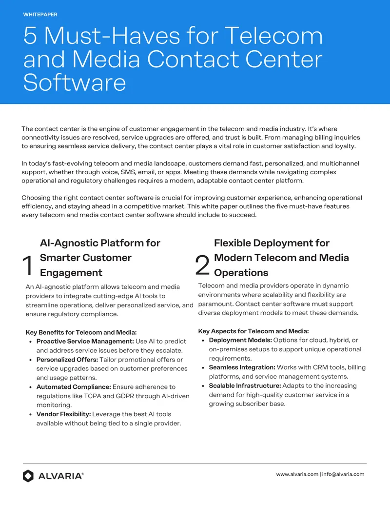 Essential Features for Telecom and Media Contact Center Software