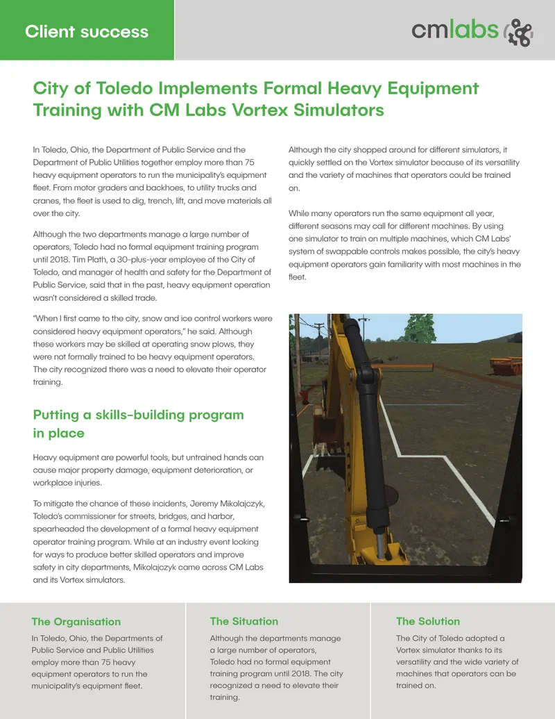 City of Toledo Heavy Equipment Training Program