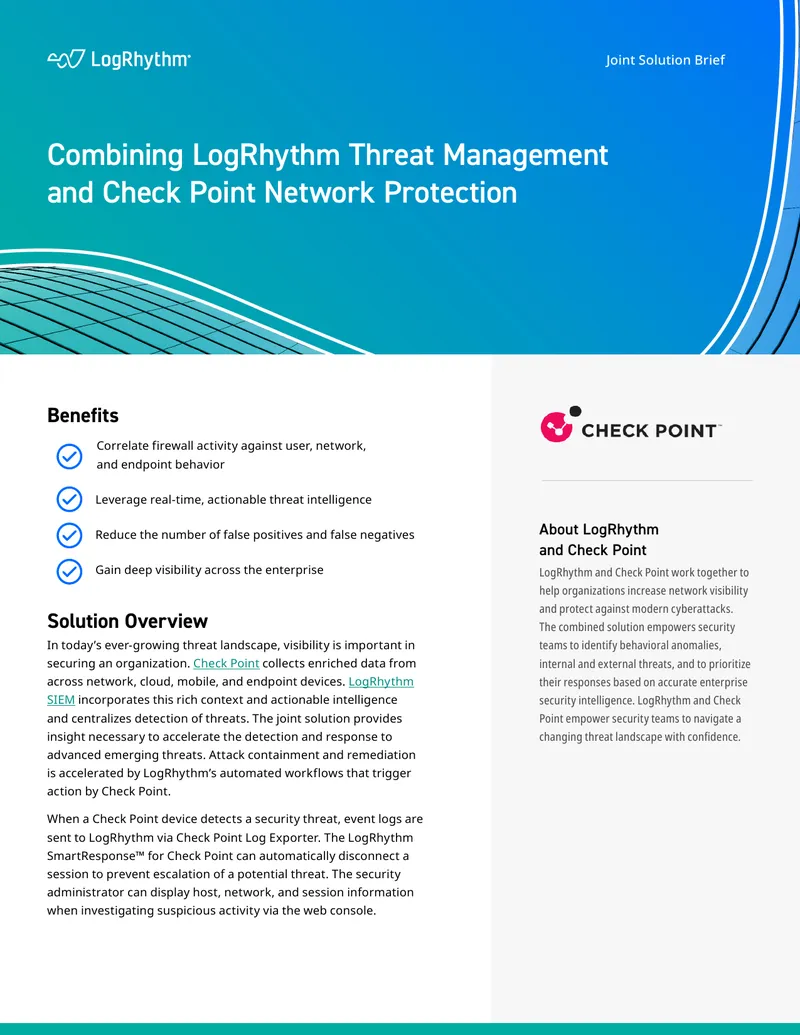 Joint Solution Brief for LogRhythm and Check Point