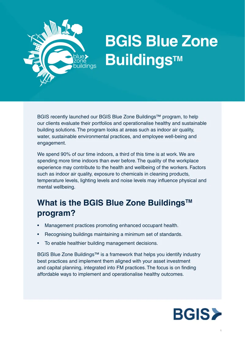 BGIS Blue Zone Buildings Program Overview