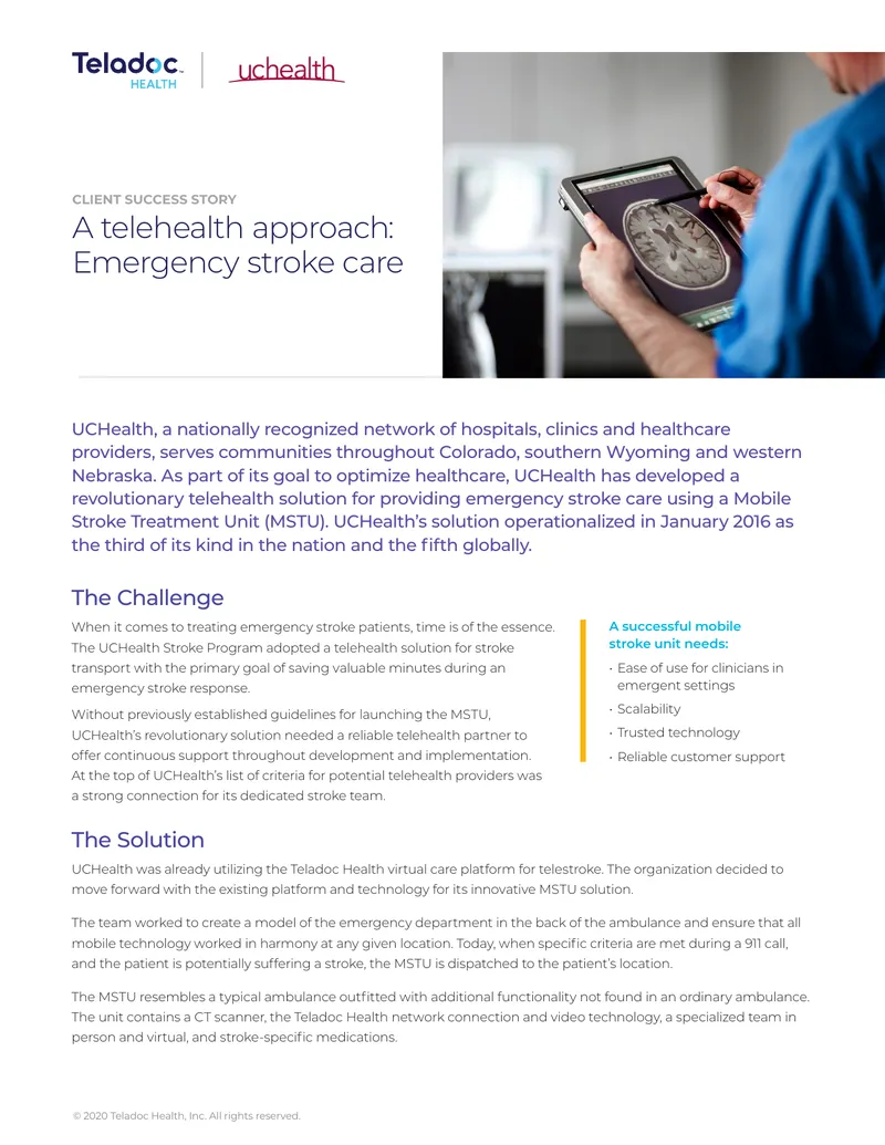 Telehealth Approach for Emergency Stroke Care