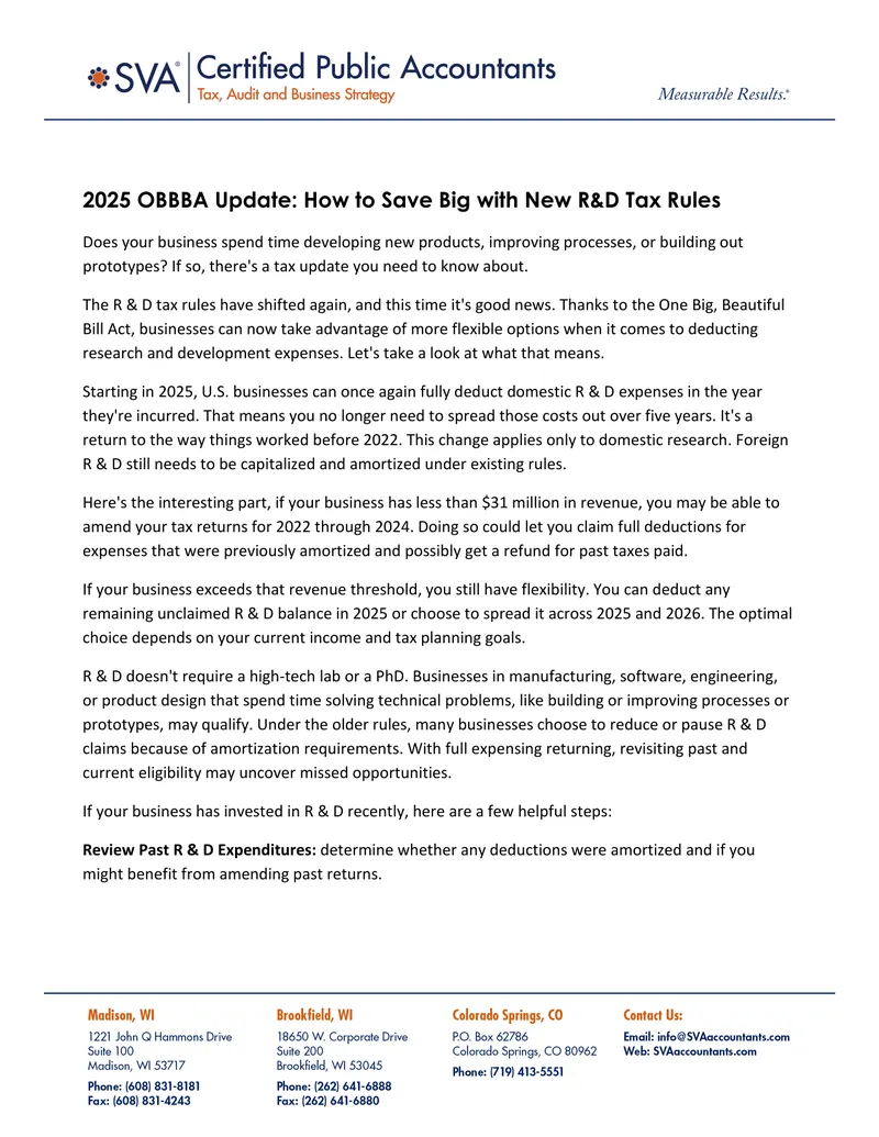 2025 R&D Tax Rules Update for Businesses