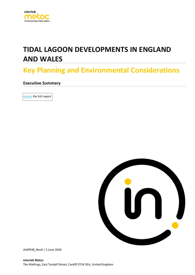 Tidal Lagoon Developments Planning and Environmental Considerations