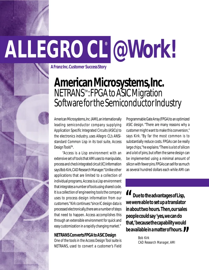 FPGA to ASIC Migration Using Allegro CL