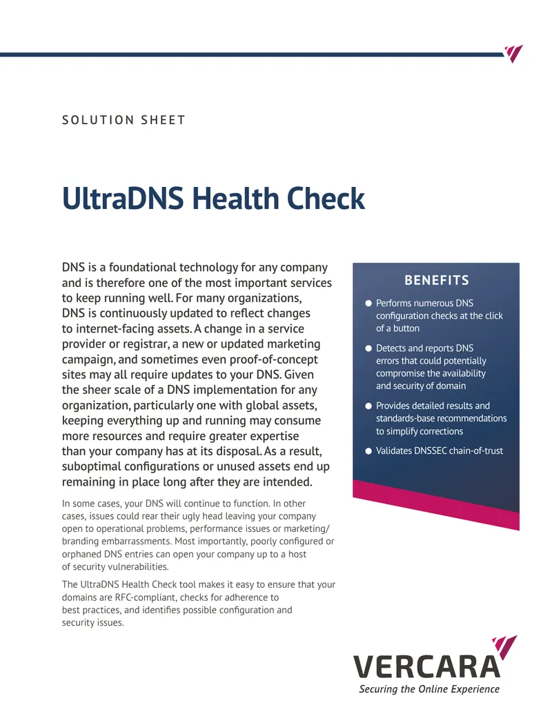 UltraDNS Health Check Solution Sheet