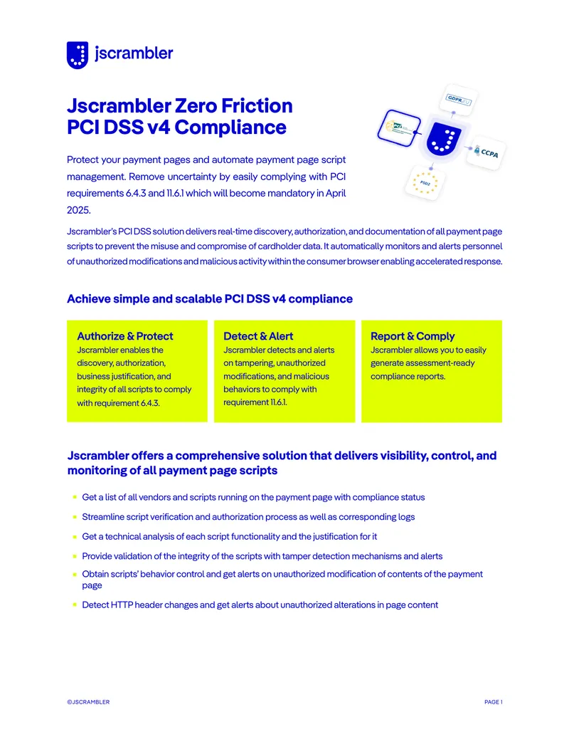 Jscrambler PCI DSS v4 Compliance Solution
