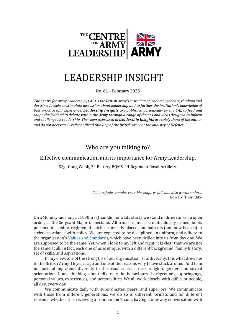 Effective Communication in Army Leadership