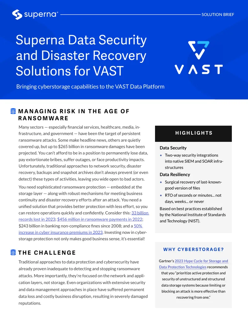 Superna Data Security and Disaster Recovery Solutions preview page 1