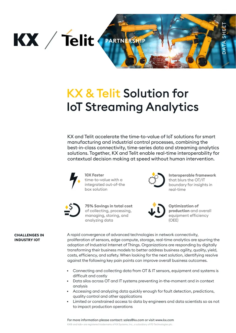 KX and Telit IoT Streaming Analytics Solution