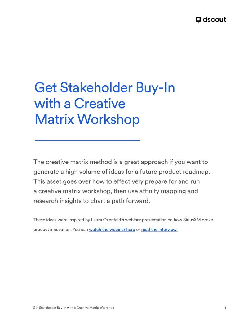 Stakeholder Buy-In Through Creative Matrix Workshops