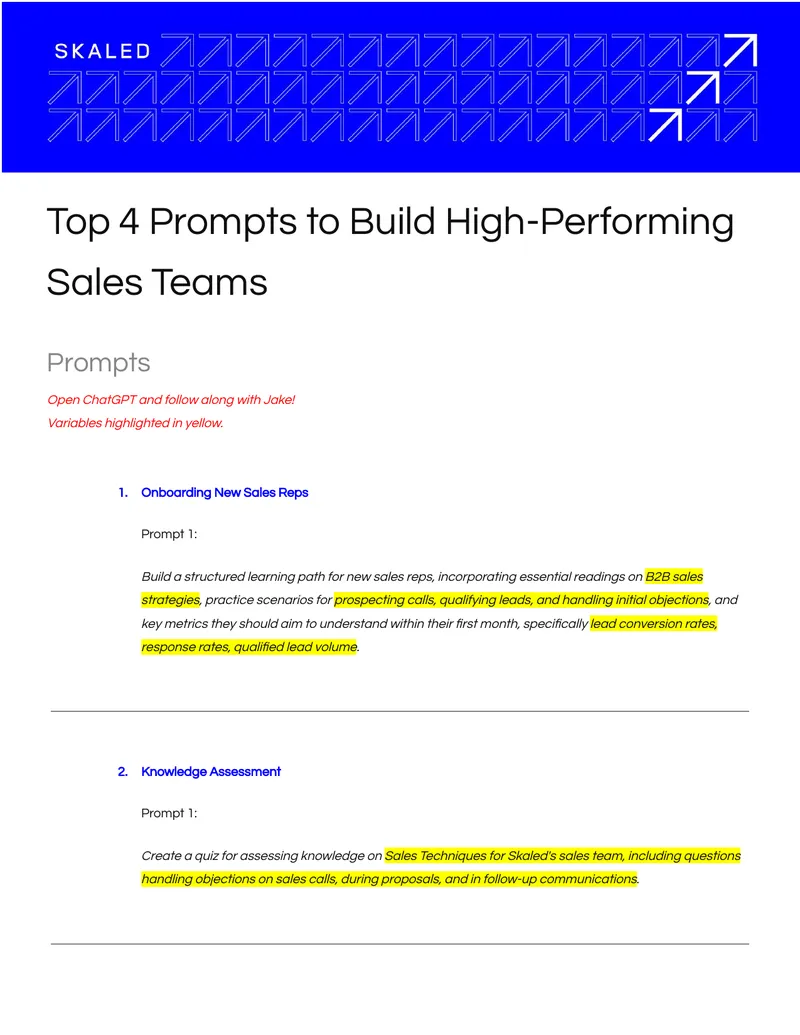 Prompts for Building High-Performing Sales Teams