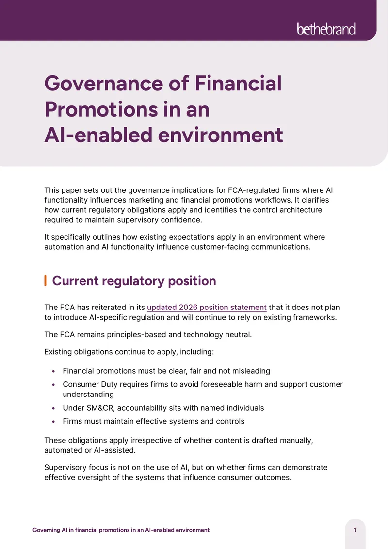 Governance of AI in Financial Promotions