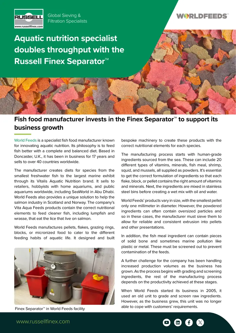 Aquatic Nutrition Manufacturer Increases Production Efficiency
