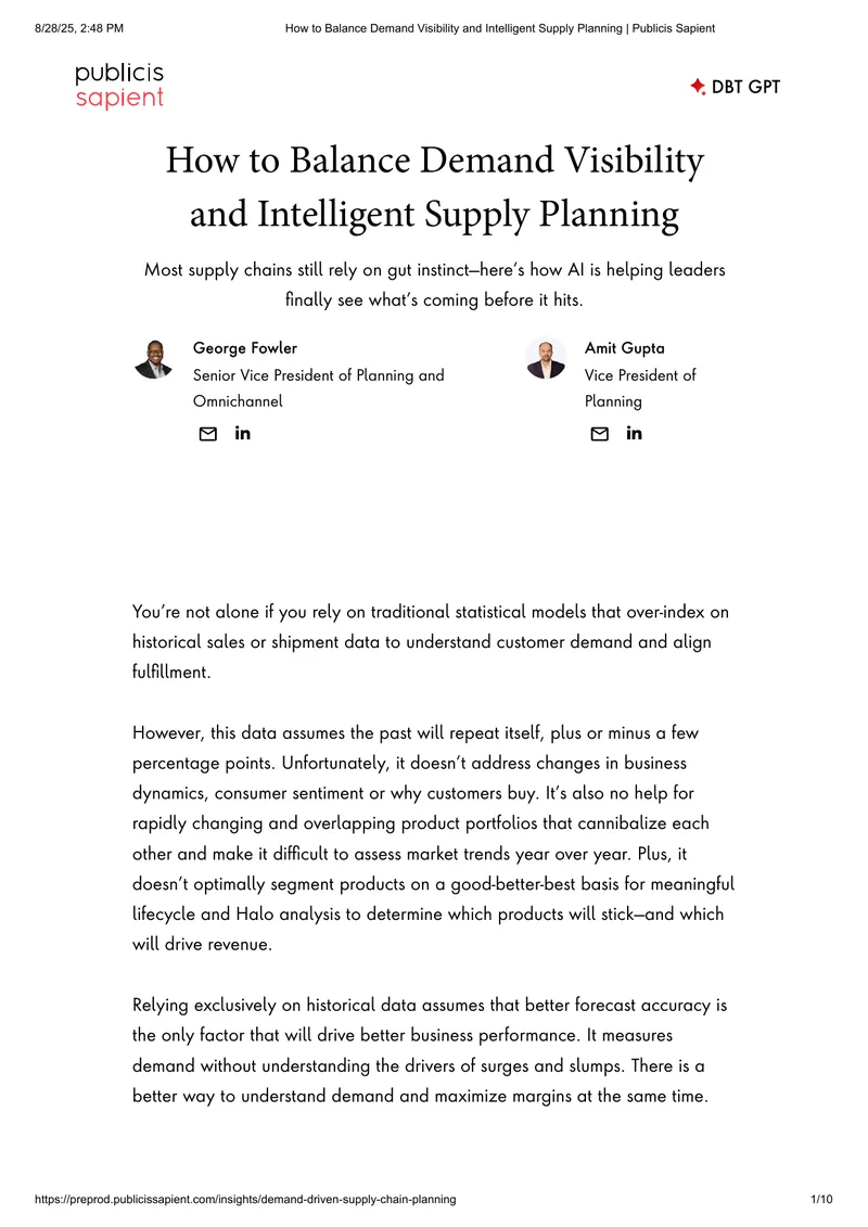 Balancing Demand Visibility with Intelligent Supply Planning