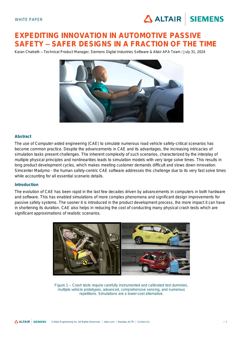 Expediting Innovation in Automotive Passive Safety