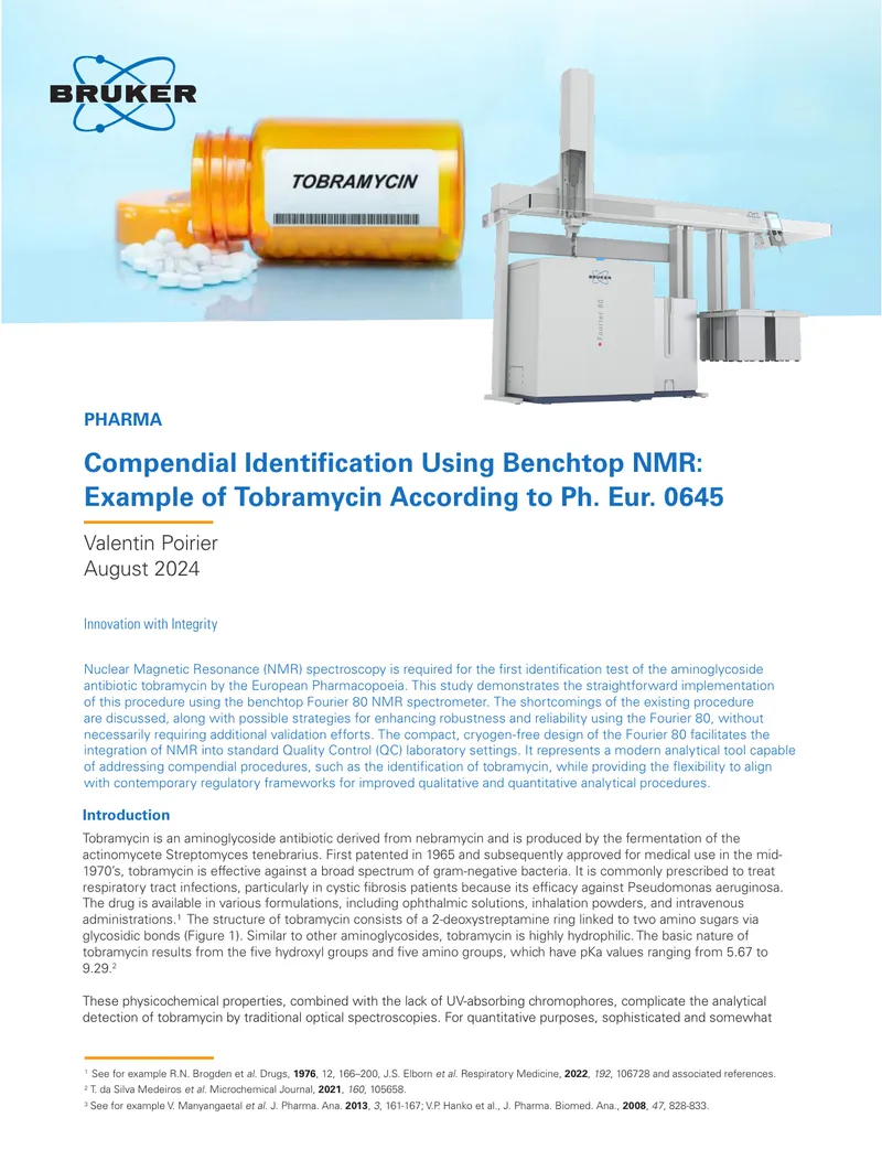 Compendial Identification Using Benchtop NMR for Tobramycin